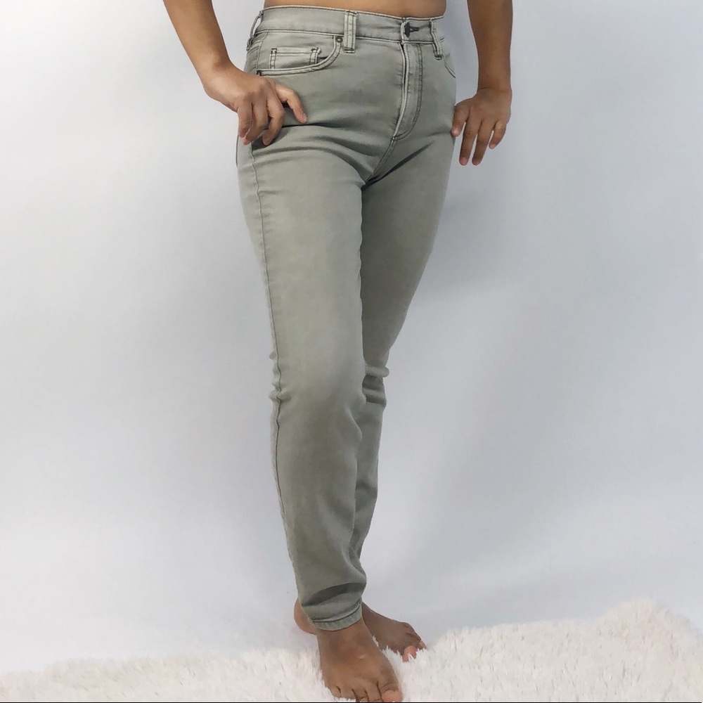 Free People Olive Green High Rise Skinny Jeans